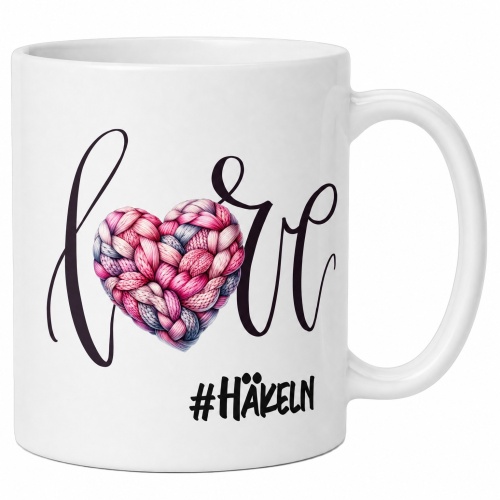Tasse »love Herz #Häkeln«