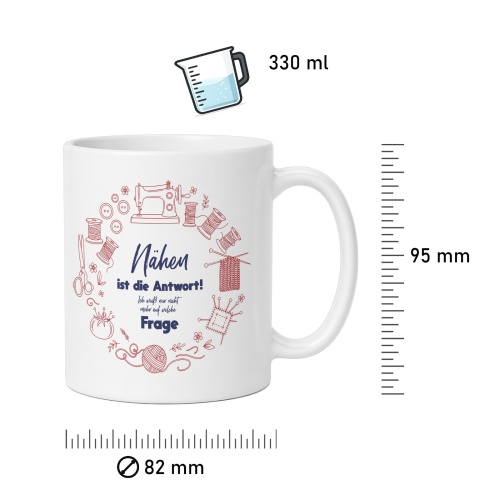 Tasse »Nähen ist die Antwort!«