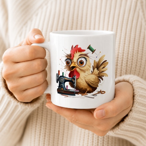 Tasse »Huhn & Nähmaschine«