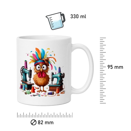 Tasse »Verrücktes Nähhuhn & Nähmaschinen«