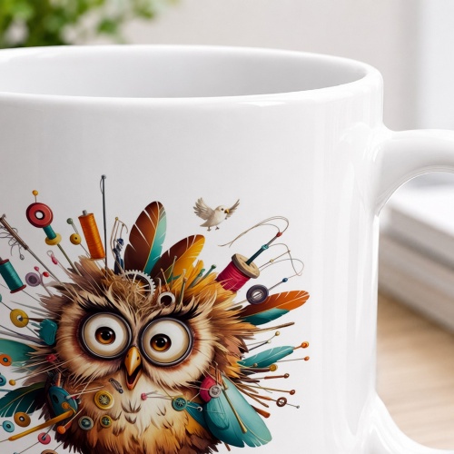 Tasse »Näh-Eule mit Garn & Federn«