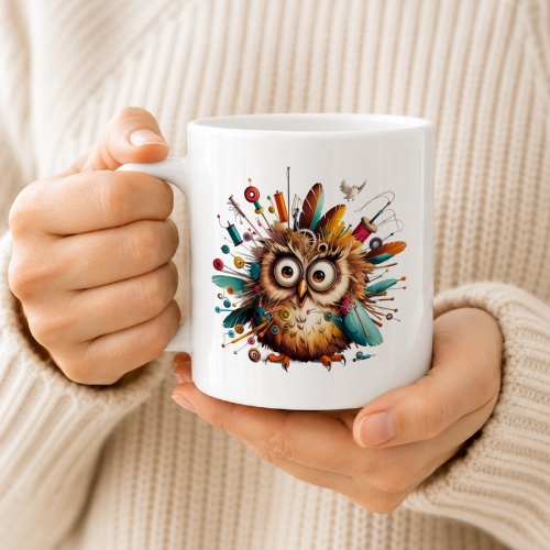 Tasse »Näh-Eule mit Garn & Federn«