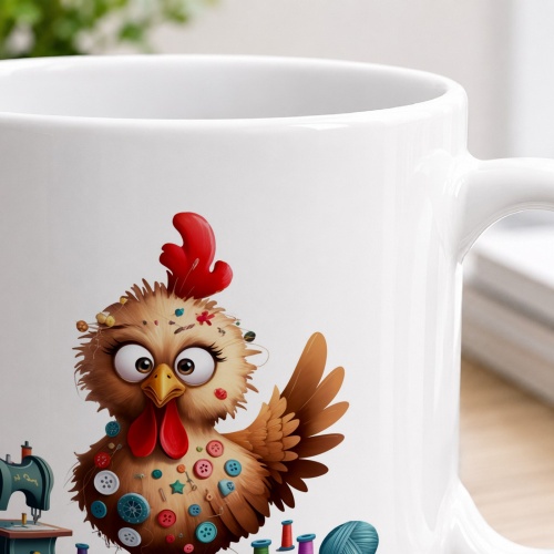 Tasse »Näh-Huhn mit Knöpfen & Nähmaschine«