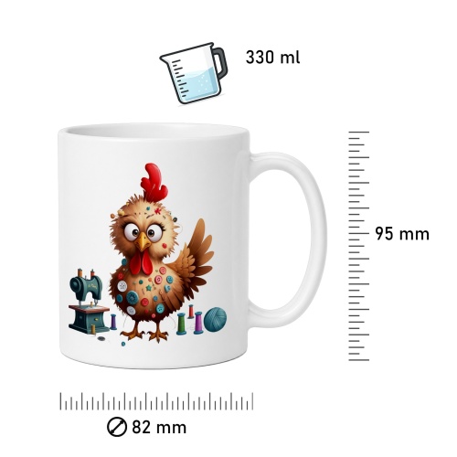 Tasse »Näh-Huhn mit Knöpfen & Nähmaschine«