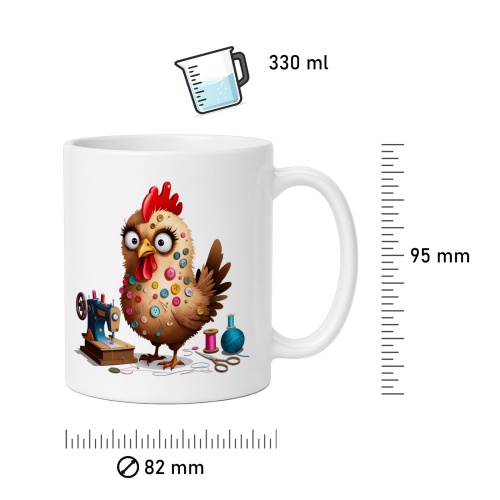 Tasse »Nähhuhn mit Knöpfen & Nähmaschine«