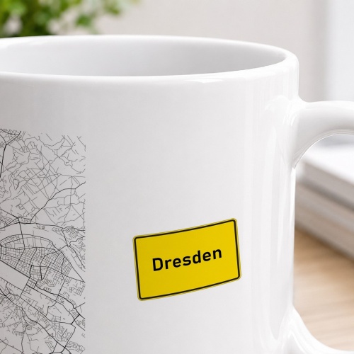 Tasse »Dresden Stadtplan & Ortsschild«