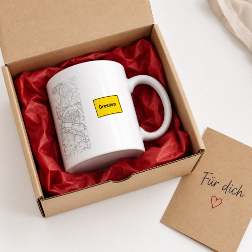 Tasse »Dresden Stadtplan & Ortsschild«
