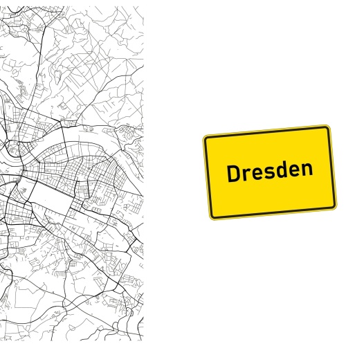Tasse »Dresden Stadtplan & Ortsschild«