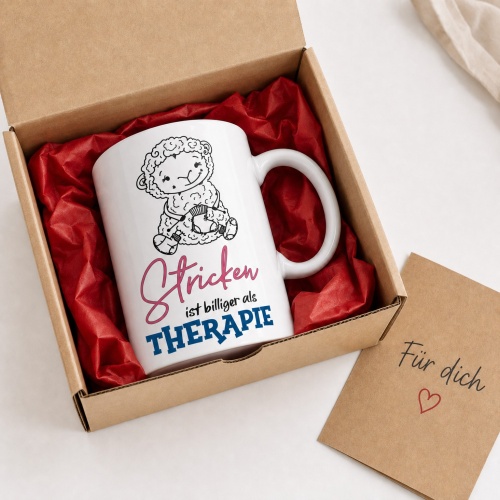 Tasse »Stricken ist billiger als Therapie«