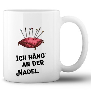 Tasse »Ich häng an der Nadel«