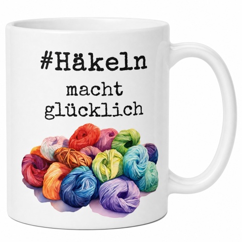 Tasse »#Häkeln macht glücklich«