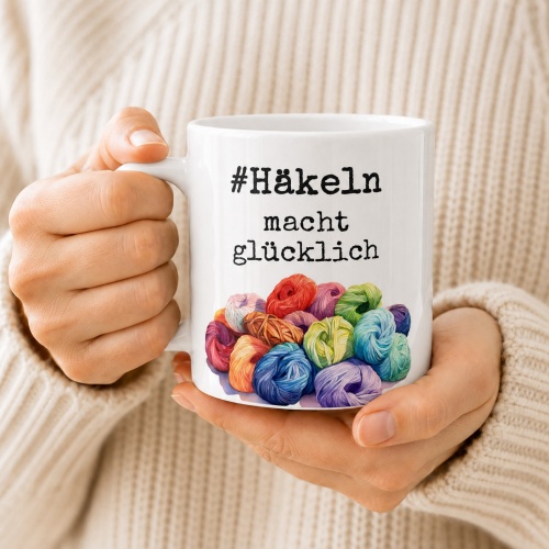 Tasse »#Häkeln macht glücklich«