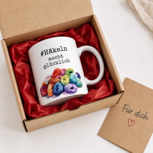 Tasse »#Häkeln macht glücklich«