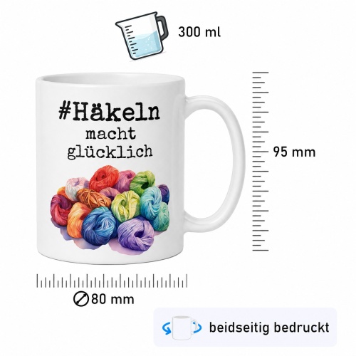 Tasse »#Häkeln macht glücklich«