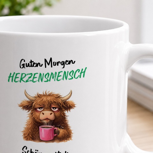 Tasse »Guten Morgen Herzensmensch – Schön mit dir zu arbeiten!«