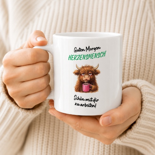 Tasse »Guten Morgen Herzensmensch – Schön mit dir zu arbeiten!«