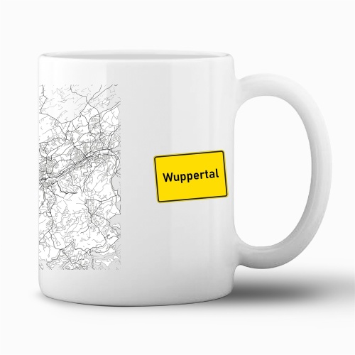 Tasse »Wuppertal Stadtplan & Ortsschild«