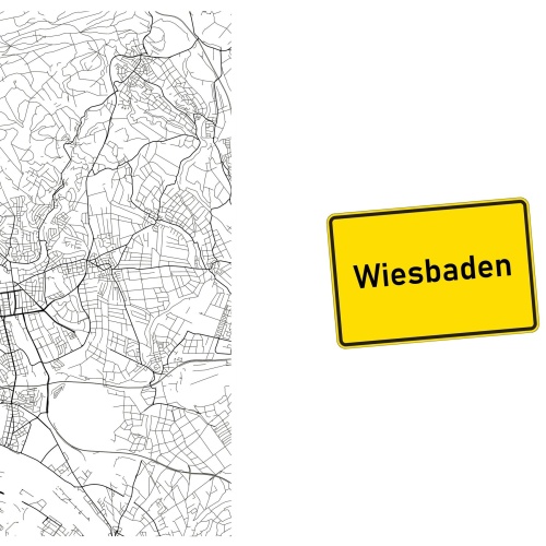 Tasse »Wiesbaden Stadtplan & Ortsschild«