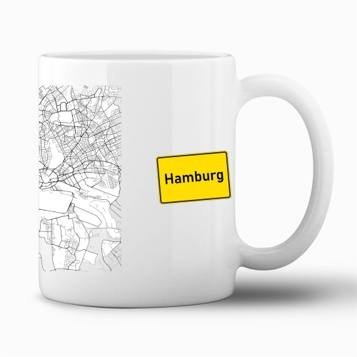 Tasse »Hamburg Stadtkarte & Ortsschild«