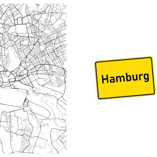 Tasse »Hamburg Stadtkarte & Ortsschild«