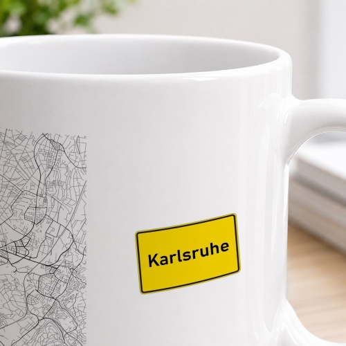 Tasse »Karlsruhe Stadtplan & Ortsschild«